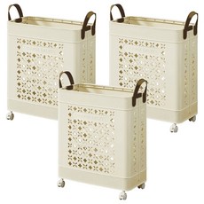 ANDY MAY2 本川帶手把折疊附輪收納籃 OH-Q323-1 35L, 奶黃色, 3個