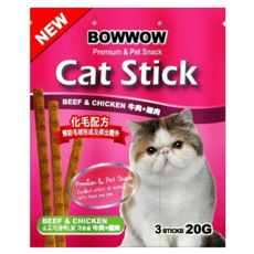 BOWWOW貓肉條 20g 1包 - 貓咪化毛零食 美味又健康, 牛肉 + 雞肉, 1盒