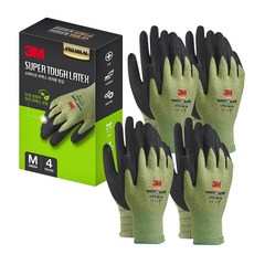 3M Super Tough Premium 乳膠休閒手套 M 4p, 4組, 綠色
