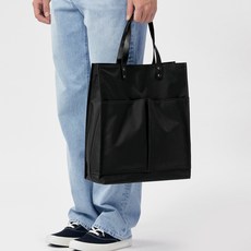 ADDEDIT Menz 口袋斜背托特包, 黑色