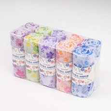 印花搓澡巾 5入, 混色, 1組, 10條