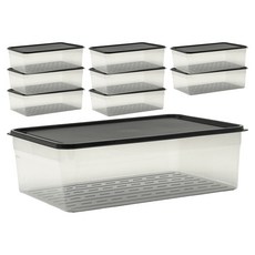 SAENGHWALEN 柔軟PP冷凍專用密封保鮮盒 黑色, 6000ml, 9個