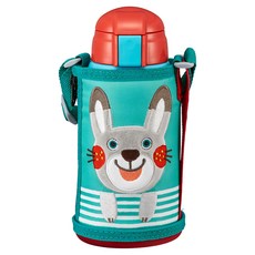 TIGER 虎牌 兒童兩用功能保溫保冷瓶 MBR-T06G 吸管杯蓋兩用, 兔子 藍色, 600ml, 1個
