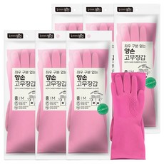 Home edition MYUNGJIN 家庭版明進左右雙手橡膠手套套裝, 中(M), 粉色, 6包