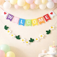 派對秀歡迎毛氈派對花環 + 雛菊花派對花環套裝, 1套, 混合色