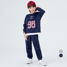 LollyTree 兒童雙面棉假兩件大學T束口褲套裝