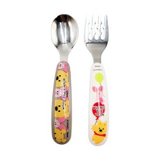 Skater 不鏽鋼彎柄湯匙叉組, 湯匙 + 叉子, 維尼, 1組