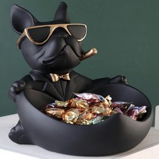 法國鬥牛犬造型收納碗, 黑色的