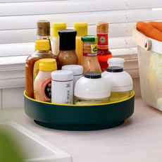 솔브리빙 미끄럼 방지 다용도 회전트레이, 그린 + 옐로우, 1개