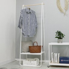 立式木鋼層架衣架, 白色