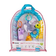 Sozzy 車夾搖鈴 嬰兒汽車座椅夾, 海洋動物, 1盒