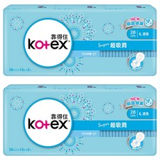 Kotex 靠得住 超吸洞 夜用超薄衛生棉 護翼型, 28cm, 39片, 2包
