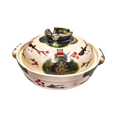 織部梅 9號砂鍋, 日本產, 萬古燒, 1個, 22.5cm