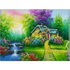 HEYEO DIY鑽石畫 帆布款 40 x 50 cm, 1套, 17. 湖邊庭園 KS-504