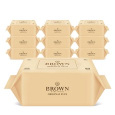 브라운 오리지널 플러스 아기물티슈 리필형, 55g, 80매, 10개