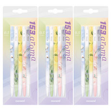 monAmi 153 香氛原子筆 5入組 0.5mm, 棉花藍, 森林綠, 檸檬黃, 蜜桃玫瑰粉, 藍莓黑, 3套