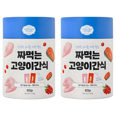 원더푸드 짜먹는 고양이 간식 60p, 혼합맛(닭가슴살/연어), 720g, 2세트