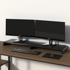 CUBICS 桌上型電腦雙螢幕架, 黑色的