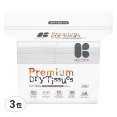 MOTHER-K 頂級乾溼兩用紙巾, 100%純棉/人造絲, 純淨0添加, 多用途, 160張, 3包
