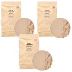 THE FACE SHOP 菲詩小舖 Gold Collagen安瓶兩用粉餅替換芯 SPF40 PA++ 9.5g, 3個, 203 Natural Beige