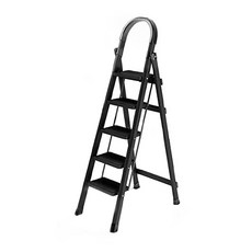 DODOWU 嘟嘟屋 加厚碳鋼折疊人字梯 五層 黑色, 1個