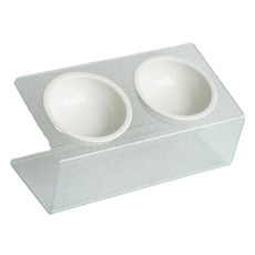 Maggie & Bo 寵物DUAL立架式斜口碗 2口 14cm 中型 + 陶瓷碗2件組, DUAL 珍珠, 1套
