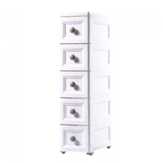 STYLE 格調 北歐系唯美雕花紋小圓手把五層抽屜收納櫃 夾縫櫃, 單色, 83x20x37.5cm