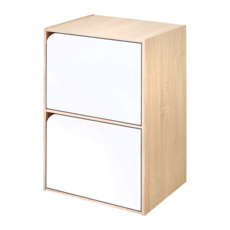HOPMA 合馬家具 斯麥可堆疊二門收納櫃 Set 2個, 41.8 x 30 x 60.2cm, 淺橡木配時尚白