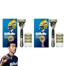 Gillette 吉列 正品 鋒護黃色動力刮鬍刀架 + 刀頭4入組, 2套