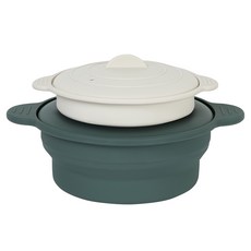 Berthan 矽膠嬰兒副食品蒸蛋微波容器組, 1組, 象牙白 + 綠色