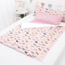 Coney Island 北歐超細纖維幼兒園超細纖維枕芯午睡被套組 一體式, 粉紅三角墊 + 我愛狗狗