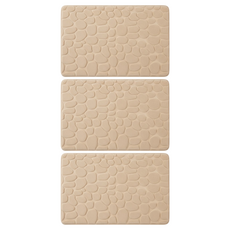記憶棉石頭紋腳踏墊, 淺駝色, 3個