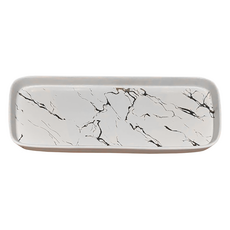 Royal Duke 霧光描金大理石紋陶瓷長方盤 12吋 白色, 1個