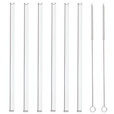 Elotems Stanley 兼容 Tritan 隨行杯吸管 透明 30cm 6入 + 清潔刷 2入 組, 1個, 1套