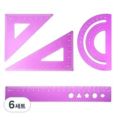 D&O 不鏽鋼三角尺 + 量角器 + 尺子套組, 6套, 紫色