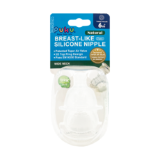 PUKU 藍色企鵝 母乳實感寬口奶嘴 三孔 2入, 適合6個月以上寶寶, 專利錐形氣閥, 6個月以上, 1組