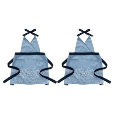 니토리 리본 타일 앞치마, 블랙 + 블루, 2개