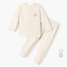 unifriend 兒童用Blooming 60支棉質彈性纖維九分內衣上下套組