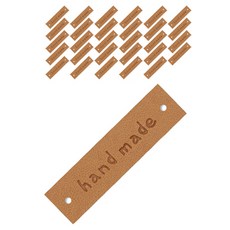 縫紉機用手工英文字皮革標籤 40*10mm, 淺米色, 30個