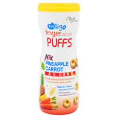 BabyBest 貝比斯特 Mix蔬果手指泡芙 圈圈造型餅乾 適合7個月以上寶寶, 鳳梨 + 胡蘿蔔, 45g, 1瓶