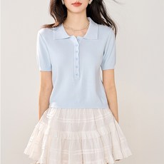 Awesomeful 女款 Rachinene 修身鈕扣翻領短袖針織衫 A26SMKN031907