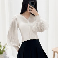 PEONIST 泡泡袖開襟罩衫上衣