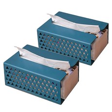 鏤空設計面紙盒, 2個, 藍色