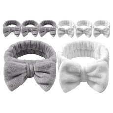 생활공식 리본 세안 헤어밴드 2종 세트, 4세트, 그레이, 화이트