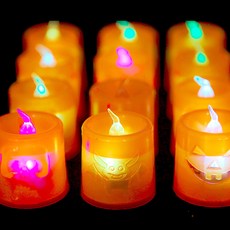 LED萬聖節蠟燭 12入, 橘色, 1個