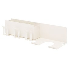 FAmILyLIFE 生活 航太鋁免打孔牙刷/吹風機置物架三杯款免釘膠款 A-242-W 34.3 x 7.4 x 6.5cm 370g, 簡約白, 1個