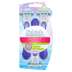 Schick 舒適牌 Quattro 4 舒柔仕女輕便刀 敏感肌適用, 3入, 1組