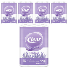 Clear Clean Soft 薰衣草天然紙漿3層高級捲筒衛生紙, 30m, 5個, 30入