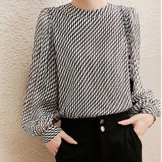 ATTERLIC 大尺碼波浪圖案泡泡袖罩衫 03515