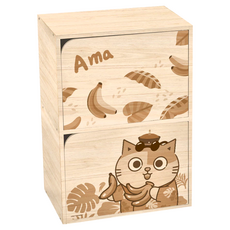 收納王妃 黃阿瑪二層單色木櫃淺木紋 二層木門櫃, 香蕉阿瑪